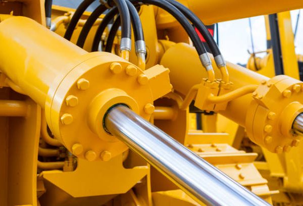 Powerful hydraulic cylinders. The main power and driving element for construction equipment.