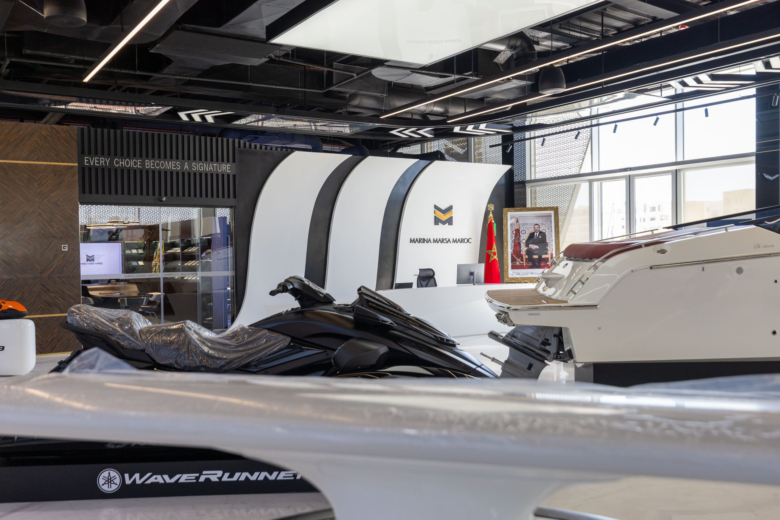Reception, yachts and personal watercraft at the Marina Marsa Maroc showroom